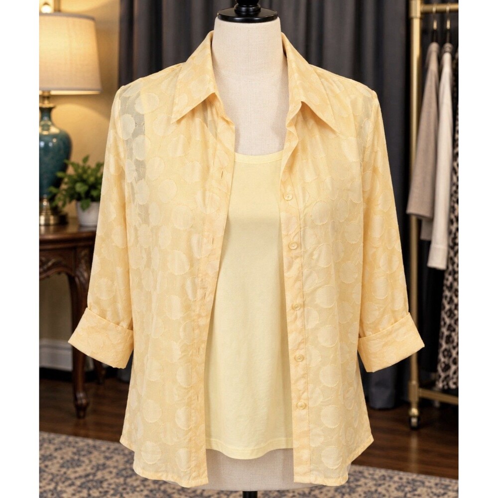 Alfred Dunner Size 12 Women’s One Piece Blouse 40" Bust 26" Length Yellow